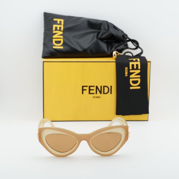 Fendi FE40146I 57E Cat Eye Sunglasses - Beige/Brown main image 9